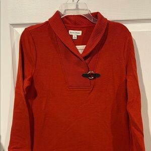 Studio Works Bright Red Shawl-Collar Knit Top
